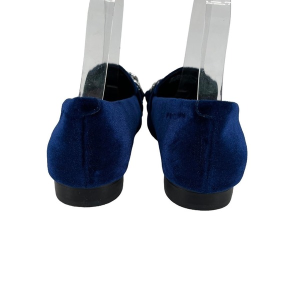 Steve Madden Loafer Rilynn Velvet Blue Rhinestone Silver Chain Women’s 7.5 M - Picture 7 of 10